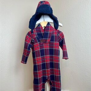 Christmas Tree Farm Ready! Janie and Jack Plaid Trapper Hat Outfit | Size 12-18m